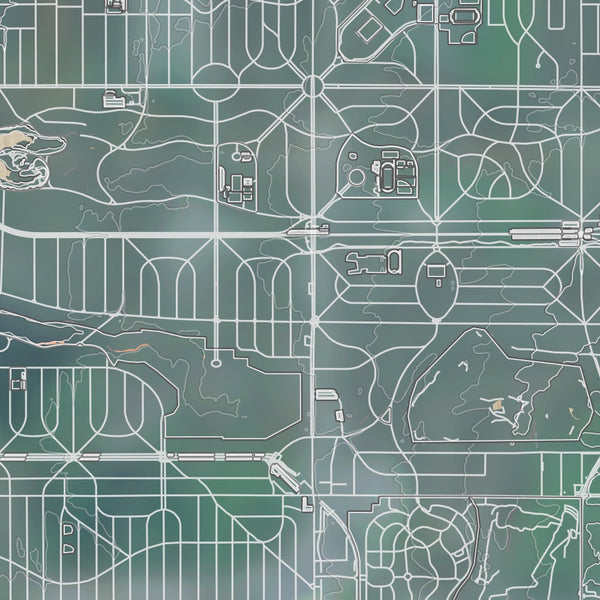 Shaker Heights Ohio Map Print in Afternoon Style Zoomed In Close Up Showing Details