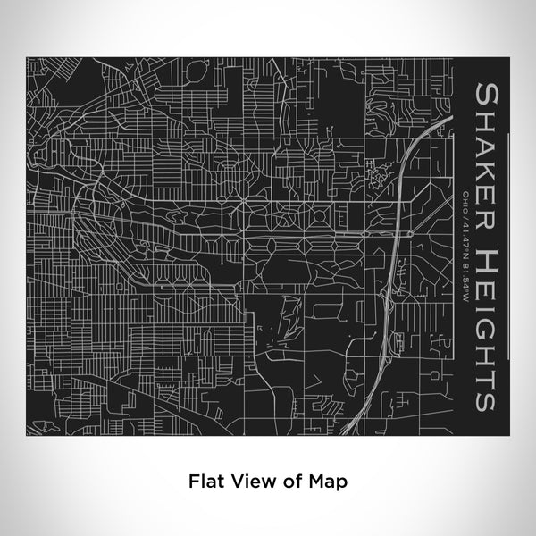 Rendered View of Shaker Heights Ohio Map Engraving on 20oz Stainless Steel Insulated Bottle with Bamboo Top in Black