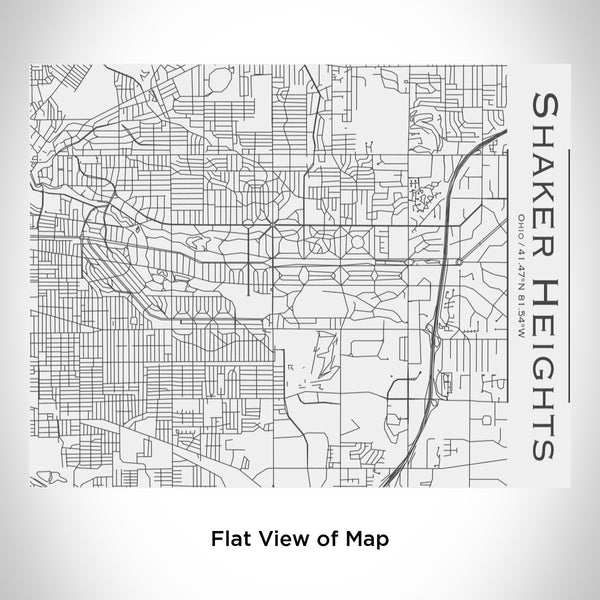 Rendered View of Shaker Heights Ohio Map Engraving on 20oz Stainless Steel Insulated Bottle with Bamboo Top in White