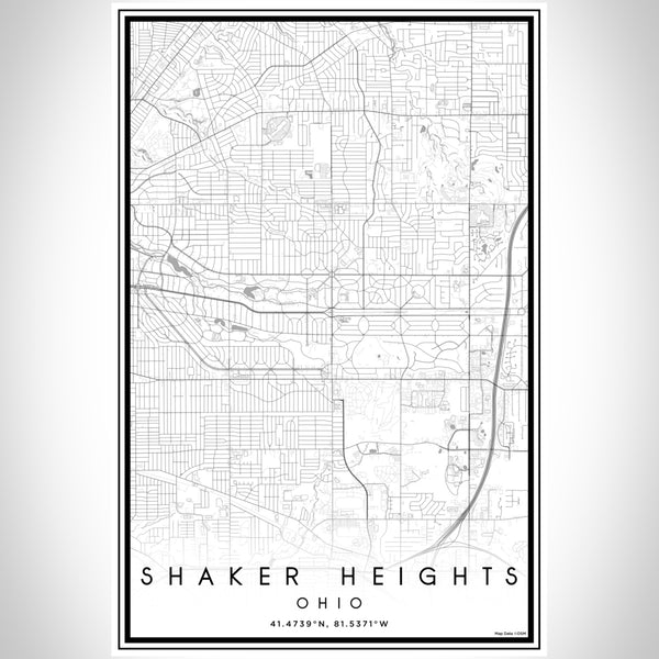 Shaker Heights Ohio Map Print Portrait Orientation in Classic Style With Shaded Background