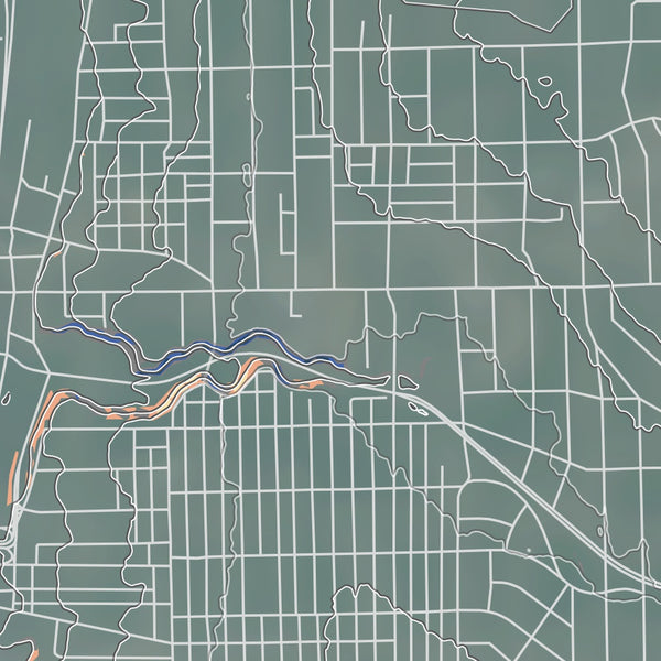 Sharon Pennsylvania Map Print in Afternoon Style Zoomed In Close Up Showing Details