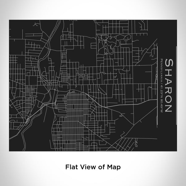 Rendered View of Sharon Pennsylvania Map Engraving on 20oz Stainless Steel Insulated Bottle with Bamboo Top in Black