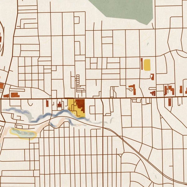 Sharon Pennsylvania Map Print in Woodblock Style Zoomed In Close Up Showing Details