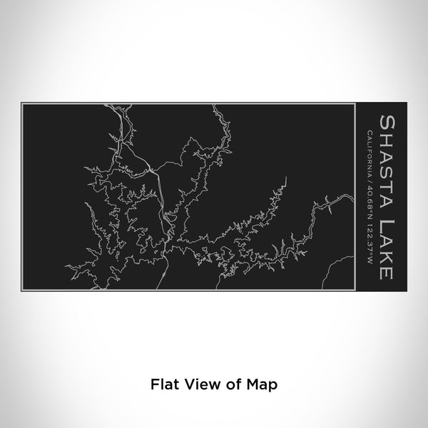 Rendered View of Shasta Lake California Map Engraving on 17oz Stainless Steel Insulated Cola Bottle in Black