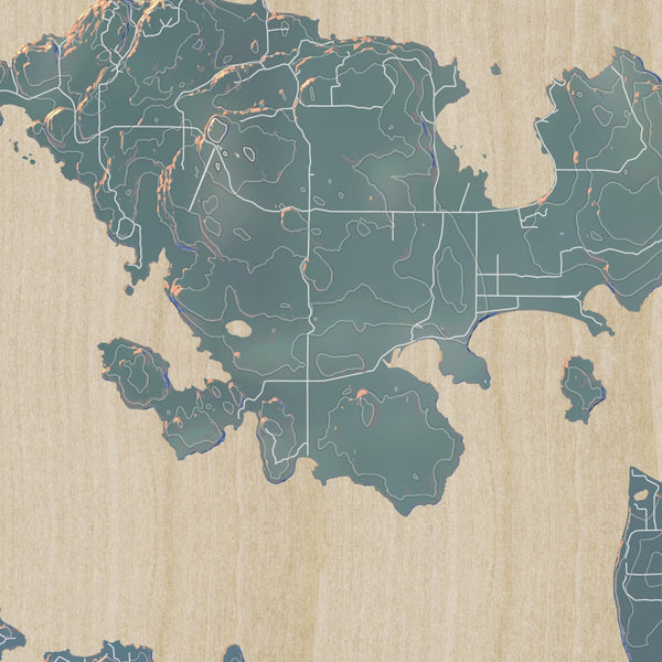 Shaw Island Washington Map Print in Afternoon Style Zoomed In Close Up Showing Details