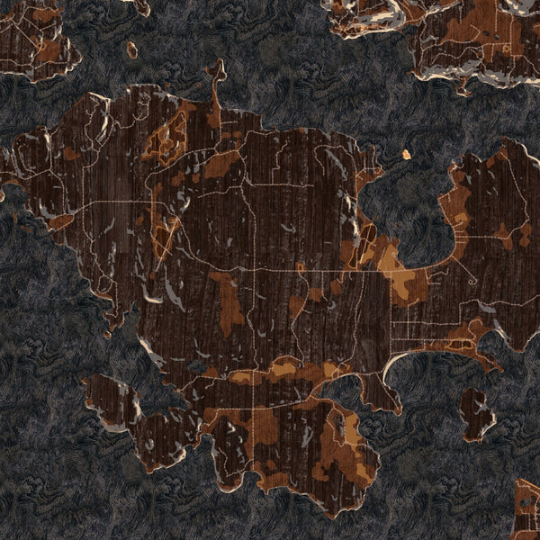 Shaw Island Washington Map Print in Ember Style Zoomed In Close Up Showing Details