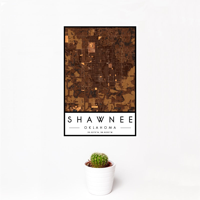 Shawnee - Oklahoma Map Print in Ember