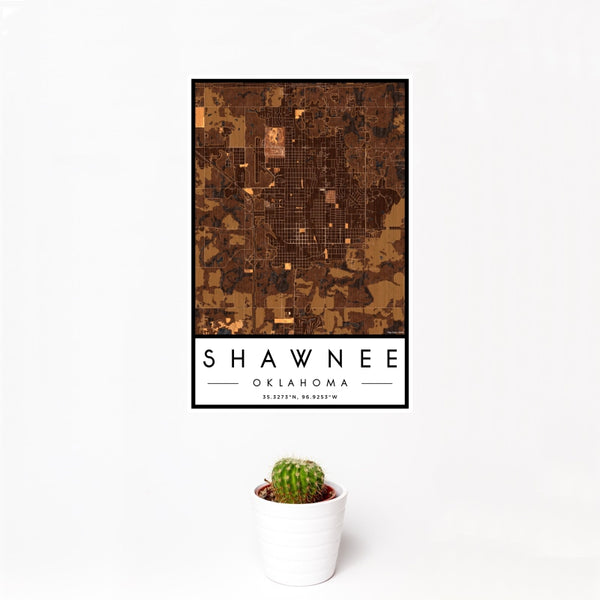Shawnee - Oklahoma Map Print in Ember
