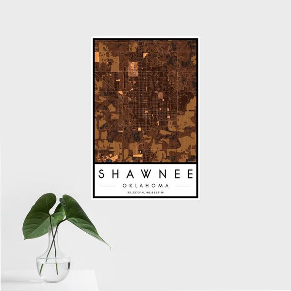 Shawnee - Oklahoma Map Print in Ember
