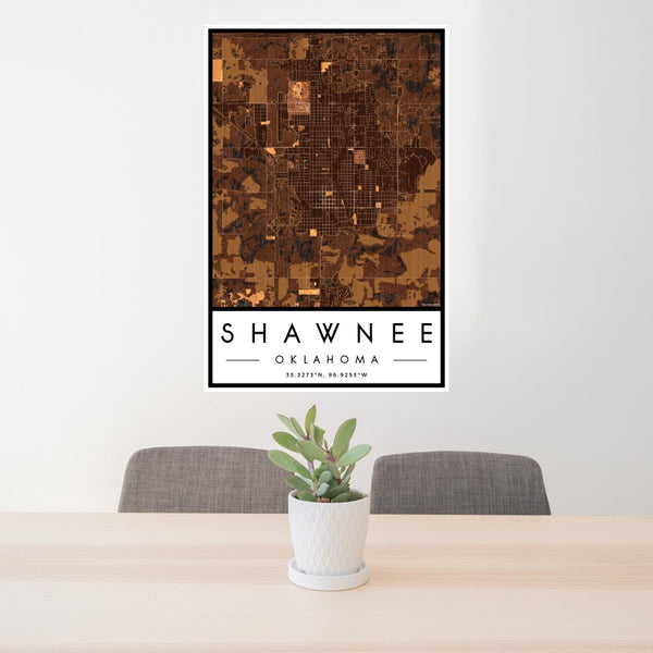 Shawnee - Oklahoma Map Print in Ember