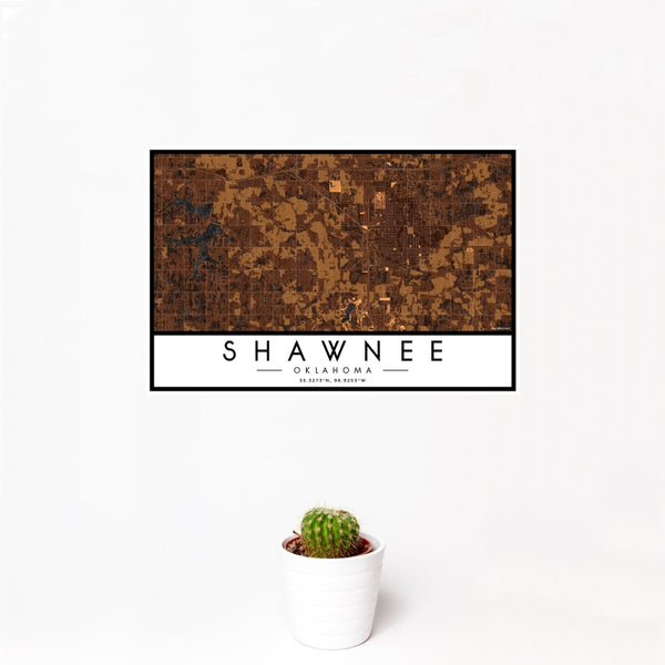 Shawnee - Oklahoma Map Print in Ember