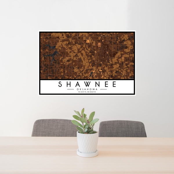 Shawnee - Oklahoma Map Print in Ember