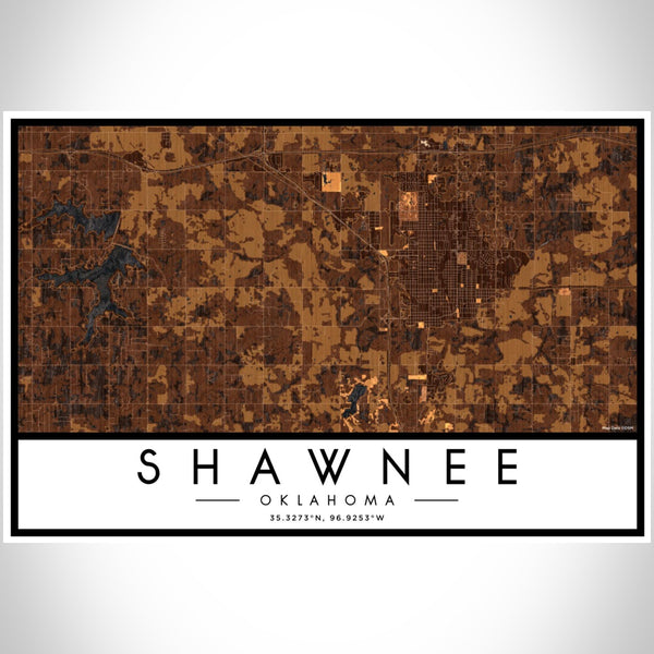 Shawnee - Oklahoma Map Print in Ember