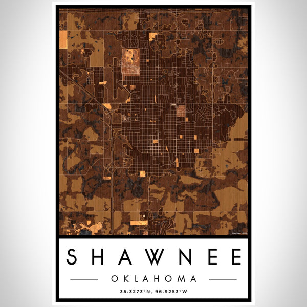Shawnee - Oklahoma Map Print in Ember