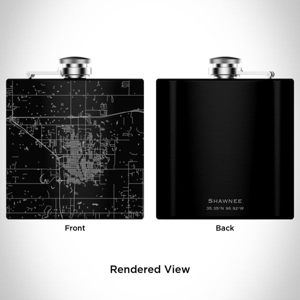 Shawnee - Oklahoma Map Hip Flask in Matte Black