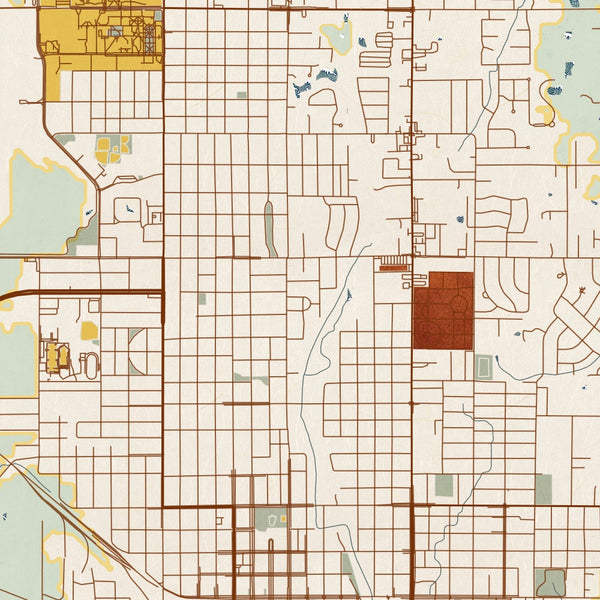 Shawnee - Oklahoma Map Print in Woodblock