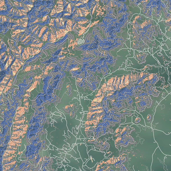 Shenandoah National Park Map Print in Afternoon Style Zoomed In Close Up Showing Details