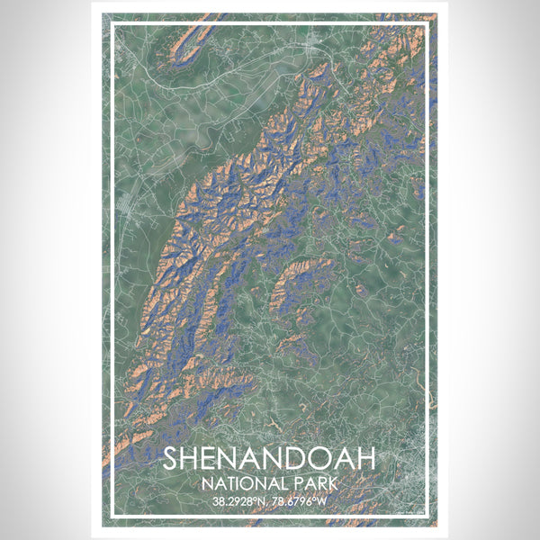 Shenandoah National Park Map Print Portrait Orientation in Afternoon Style With Shaded Background