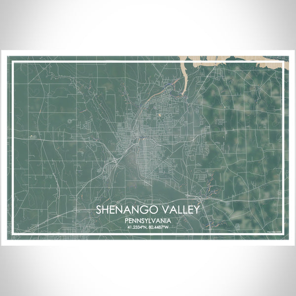 shenango valley Pennsylvania Map Print Landscape Orientation in Afternoon Style With Shaded Background
