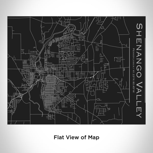 Rendered View of Shenango Valley Pennsylvania Map Engraving on 20oz Stainless Steel Insulated Bottle with Bamboo Top in Black