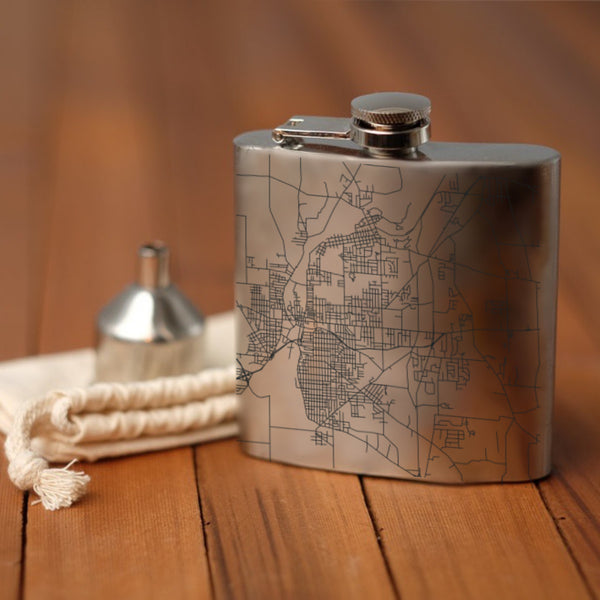 Shenango Valley Pennsylvania Custom Engraved City Map Inscription Coordinates on 6oz Stainless Steel Flask