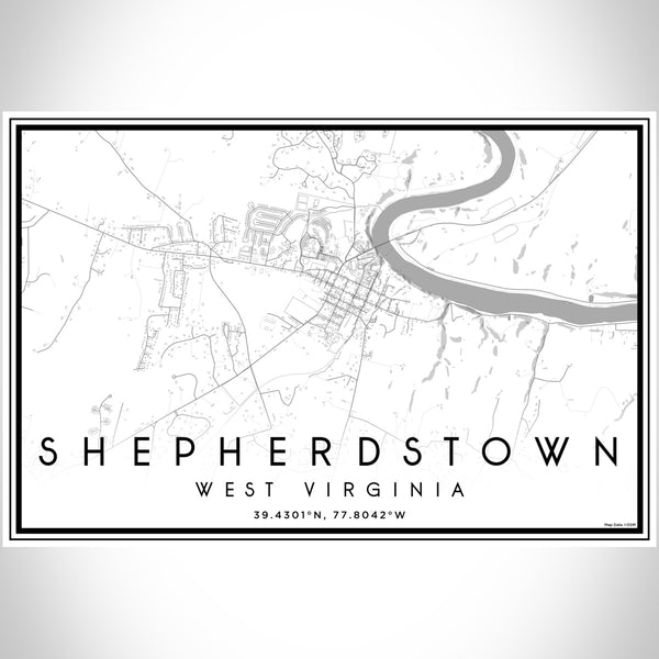 Shepherdstown West Virginia Map Print Landscape Orientation in Classic Style With Shaded Background