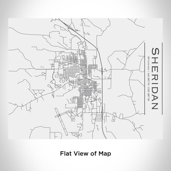 Rendered View of Sheridan Wyoming Map Engraving on 20oz Stainless Steel Insulated Bottle with Bamboo Top in White