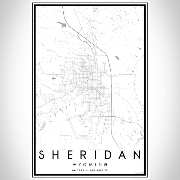 Sheridan Wyoming Map Print Portrait Orientation in Classic Style With Shaded Background