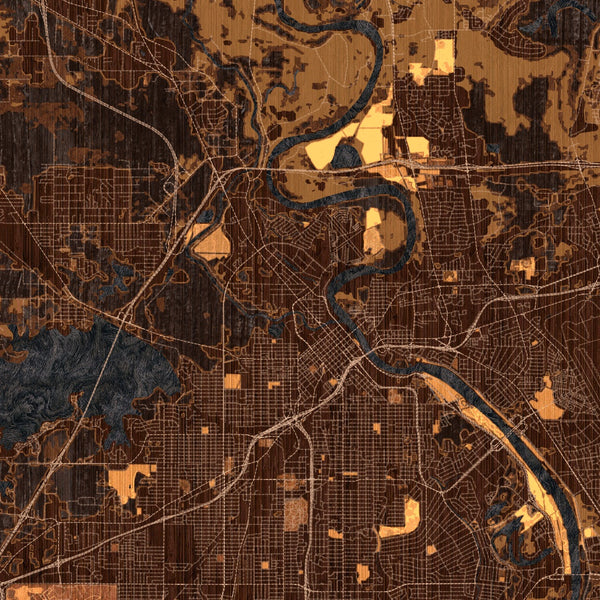 Shreveport - Louisiana Map Print in Ember