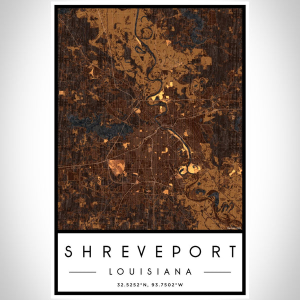 Shreveport - Louisiana Map Print in Ember