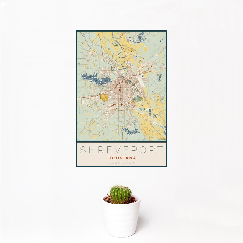Shreveport - Louisiana Map Print in Woodblock