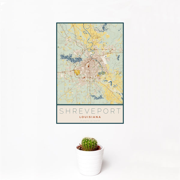 Shreveport - Louisiana Map Print in Woodblock