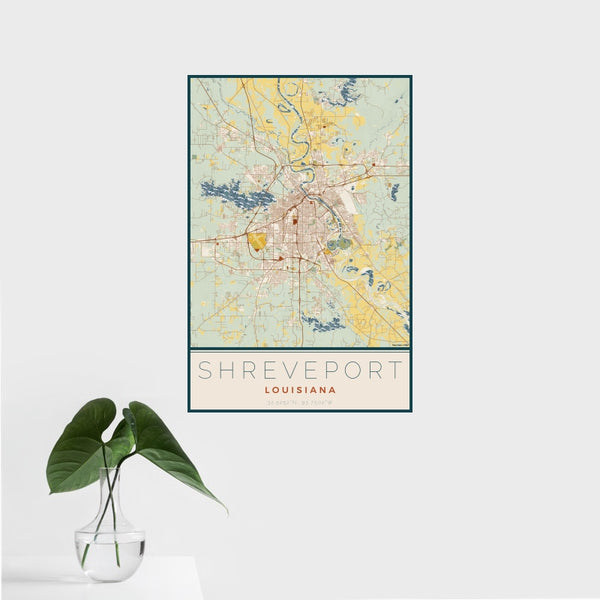 Shreveport - Louisiana Map Print in Woodblock