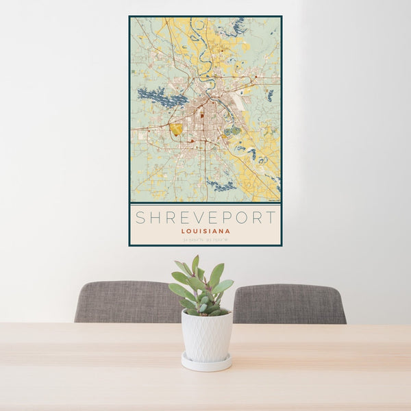 Shreveport - Louisiana Map Print in Woodblock