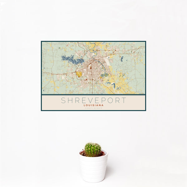 Shreveport - Louisiana Map Print in Woodblock