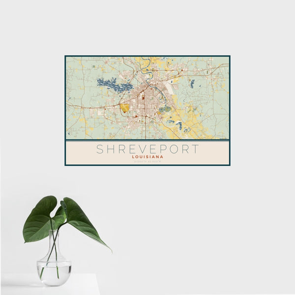 Shreveport - Louisiana Map Print in Woodblock