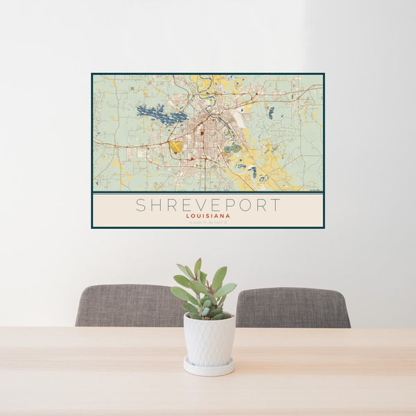 Shreveport - Louisiana Map Print in Woodblock