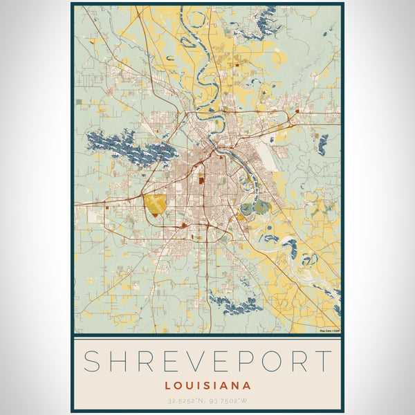 Shreveport - Louisiana Map Print in Woodblock