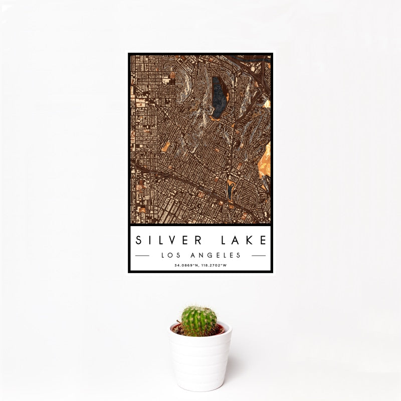 Silver Lake - Los Angeles Map Print in Ember