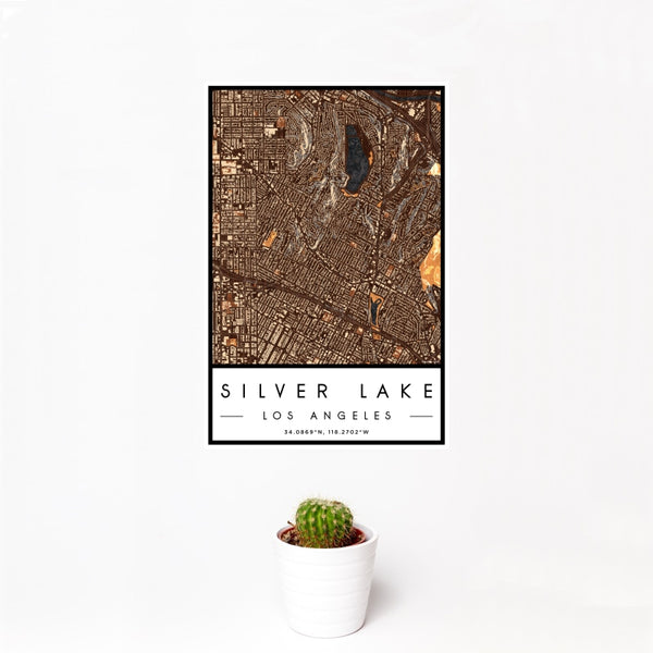 Silver Lake - Los Angeles Map Print in Ember