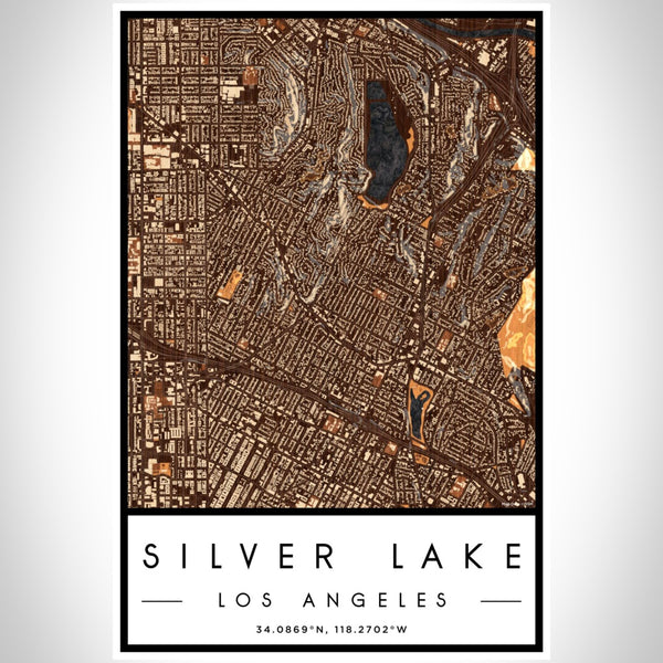 Silver Lake - Los Angeles Map Print in Ember