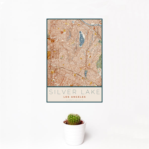 Silver Lake - Los Angeles Map Print in Woodblock