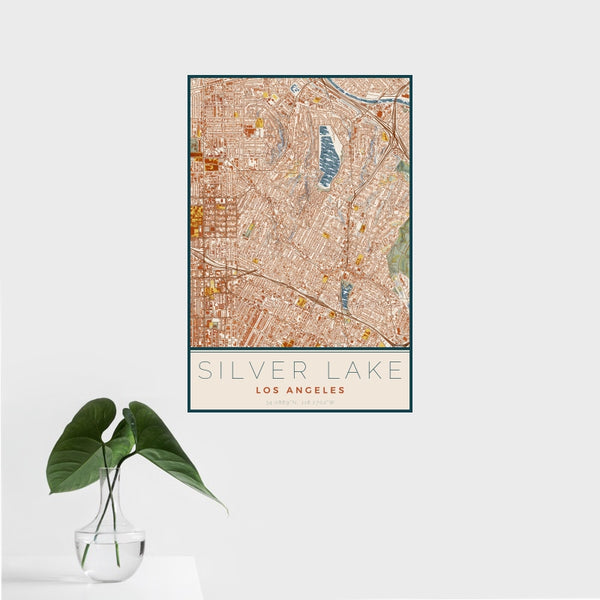 Silver Lake - Los Angeles Map Print in Woodblock