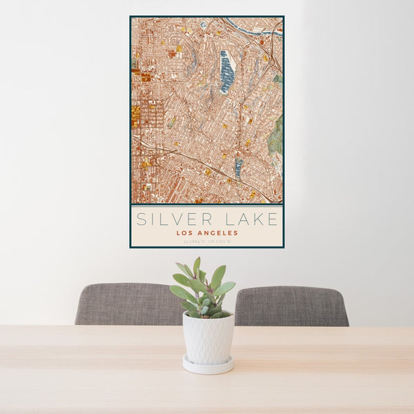 Silver Lake - Los Angeles Map Print in Woodblock