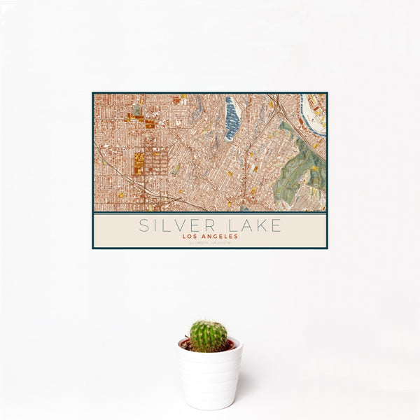 Silver Lake - Los Angeles Map Print in Woodblock