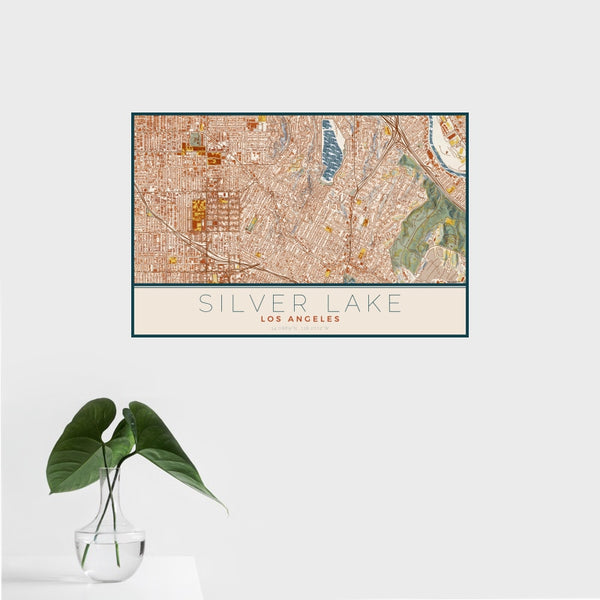 Silver Lake - Los Angeles Map Print in Woodblock