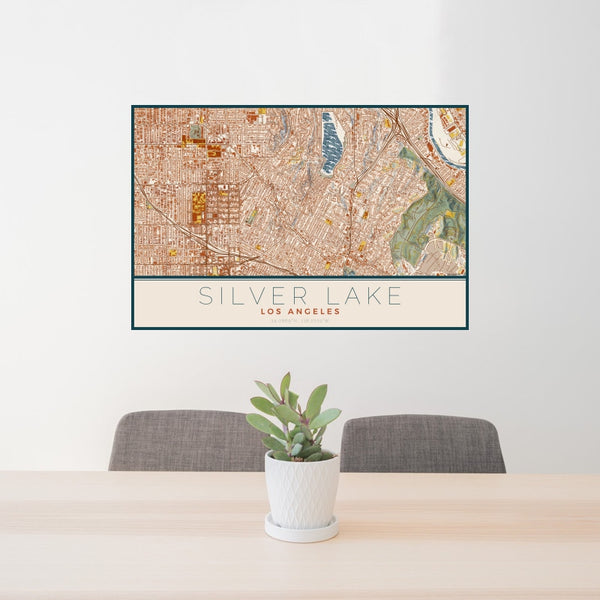 Silver Lake - Los Angeles Map Print in Woodblock