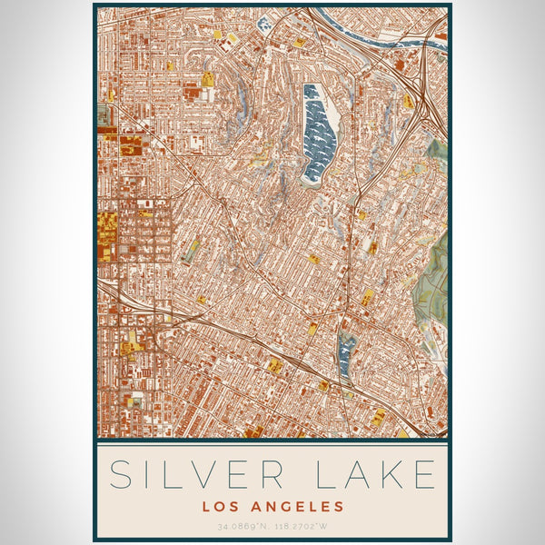 Silver Lake - Los Angeles Map Print in Woodblock