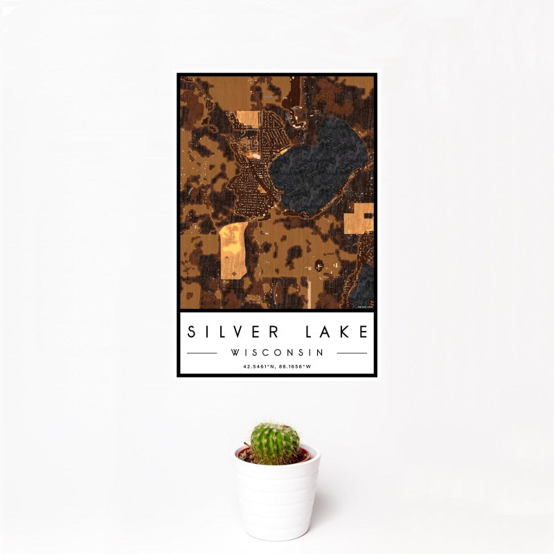 Silver Lake - Wisconsin Map Print in Ember