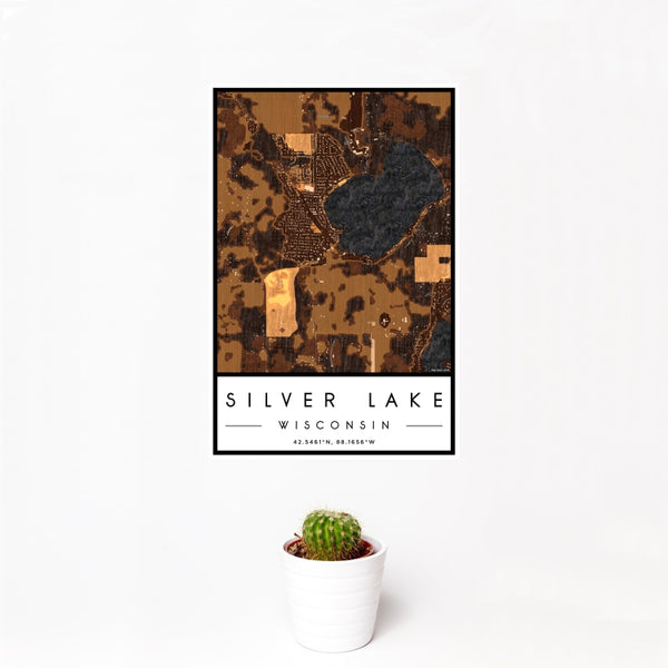 Silver Lake - Wisconsin Map Print in Ember